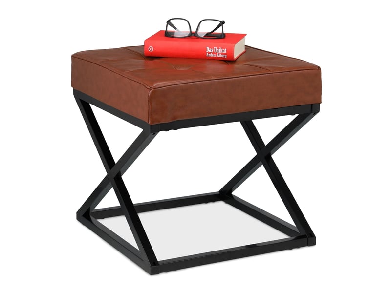  Tabouret multi-usage compact élégant 40 x 40 x 45 cm en similicuir marron 13_0011072  - Conforama A