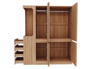 Garde-robe xxl 140x40x170 cm – tiroirs, rangements, penderie ouverte, bois côté gauche