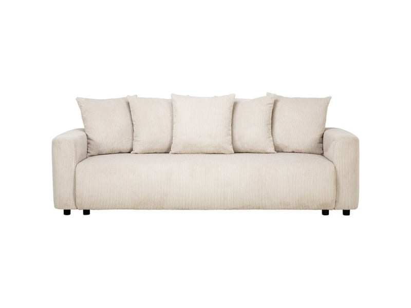  Canap convertible pharell 2 3 places avec coffre perle beige velours côtelé 5 coussins B007892 - Conforama A