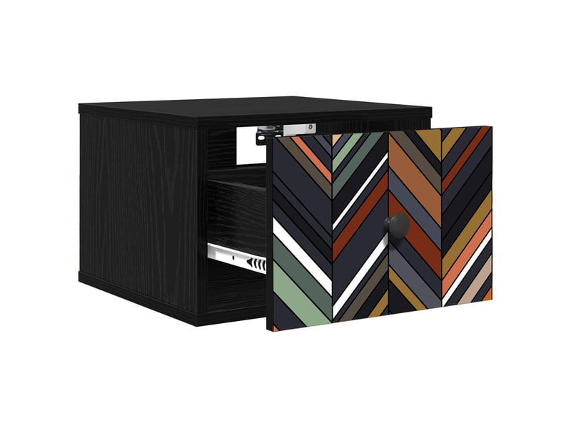  Table de chevet - cabinet de chevet - table de nuit mural ommen 2 pc chêne noir 36 x 33 x 25 cm  - Conforama C