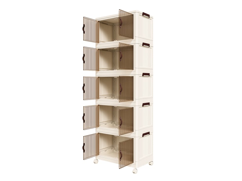  Armoire de rangement pliable 5 niveaux à portes magnétiques 53x30x156 cm blanche  - Conforama D