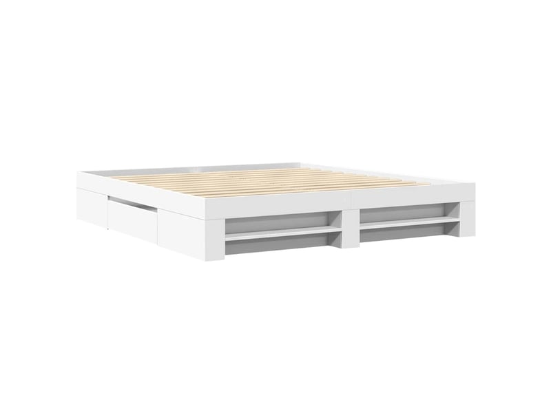 Lit double- lit adulte - cadre de lit sans matelas blanc 200x200 cm bois d'ingénierie - Conforama B