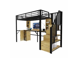 Lit mezzanine 90x200 cm <strong>HAUSS SPOLE</strong> <strong></strong> coloris noir