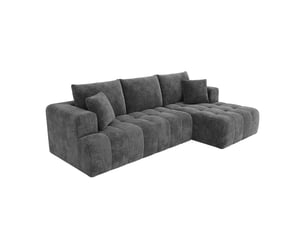 Canapé d’angle en l 3 places 244,5x136x79 cm modulable effet nuage sans structure, sans montage, assise profonde, mousse haute densité, chenille gris