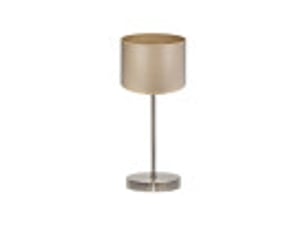 Fabrilamp tania lampe à poser marron effet bois clair, abat-jour textile effet bois, 1 x e14, 42 cm