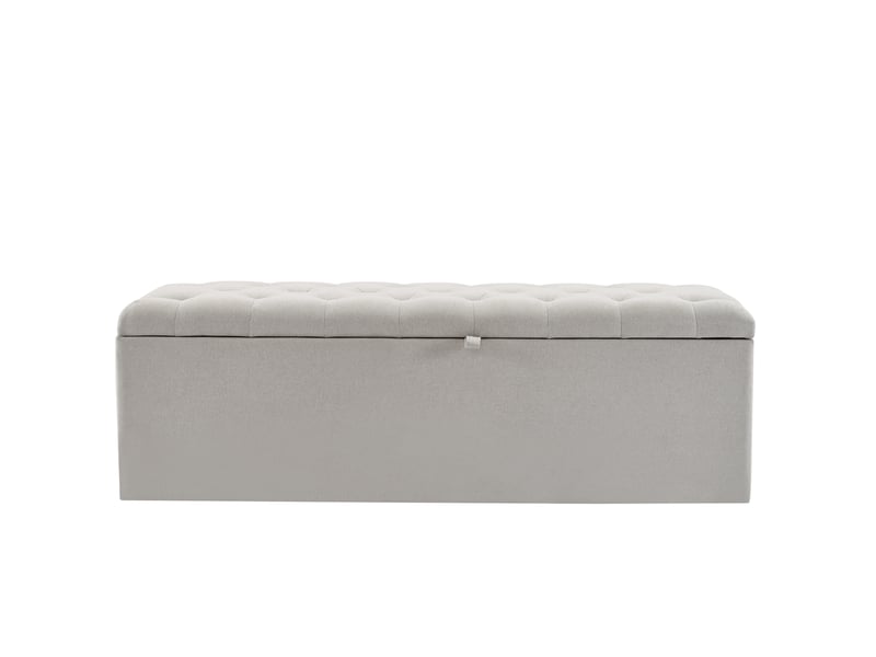  Banc coffre tcqpz rembourré en lin gris clair 141 x 41,5 x 42 cm  - Conforama A