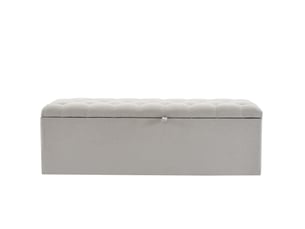 Banc coffre tcqpz rembourré en lin gris clair 141 x 41,5 x 42 cm