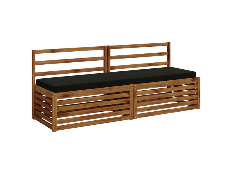Lot de 2 coussins de banc, coussins d'assise vught 100 % polyester noir cf58027 - Conforama C