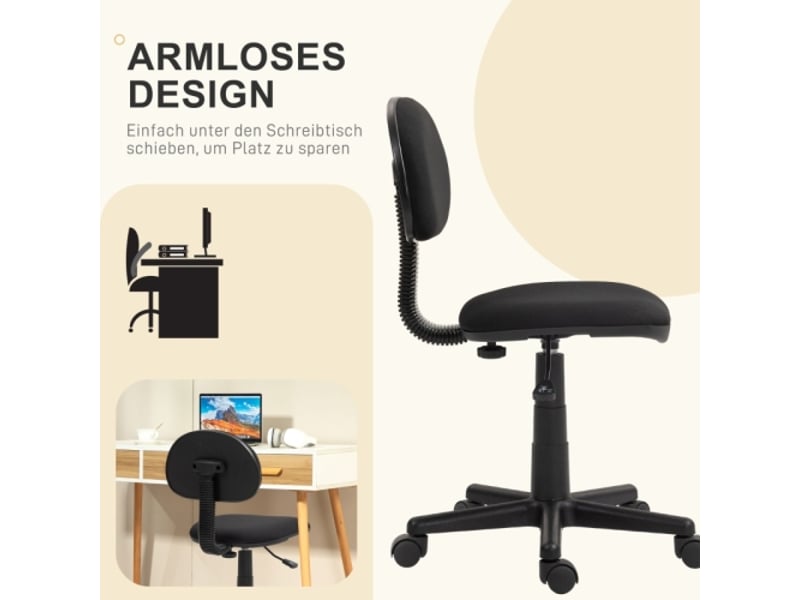  Chaise de bureau ergonomique en tissu extensible noir, pivotante et réglable en hauteur  - Conforama E