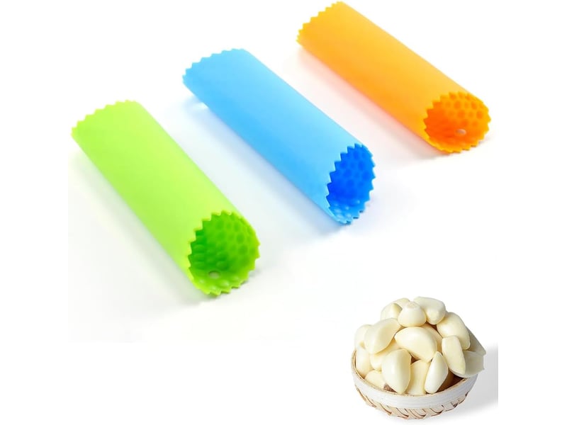  3 pièce epluche ail en silicone, de peau presse-ail professionnel,rouleaux d'éplucheur d'ail peeling, accessoire de cuisine  - Conforama A