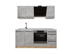 Vicco cuisine, bétonchêne doré, 180cm, pt marbre