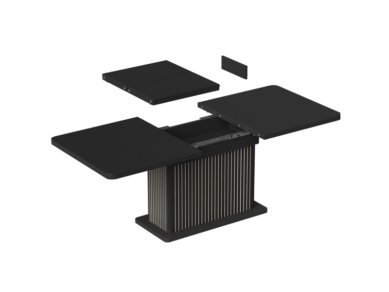  Table à manger extensible 120-160 cm avec rangement caché, noir mat  - Conforama D