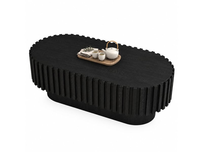  Table basse ovale 100x50x35,5 cm en mdf noir avec tiroir  - Conforama A
