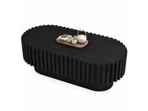 Table basse ovale 100x50x35,5 cm en mdf noir avec tiroir
