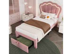 Lit simple 90x200 cm <strong>HAUSS SPOLE</strong>  <strong></strong> coloris rose