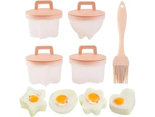 4 pièces oeufs pochés chaudière à oeufs, chaudière à oeufs, coquetier, pocheuse à oeufs avec brosse à huile non collante rose parfait petit
