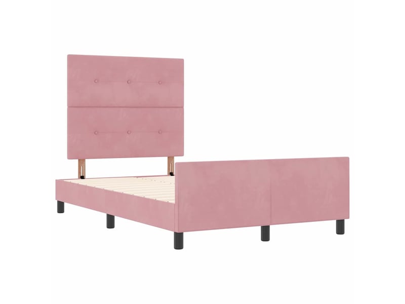  Lit double- lit adulte -  lit à ressorts avec tête de lit rose 120 x 190 cm velours  - Conforama D