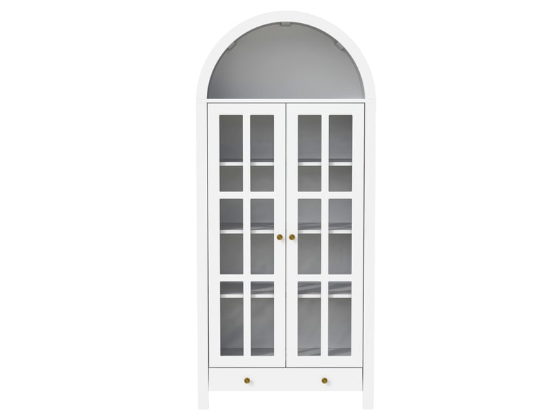 Armoire haute arquée moderne avec étagères réglables et tiroir, vitrine multifonction - Conforama A