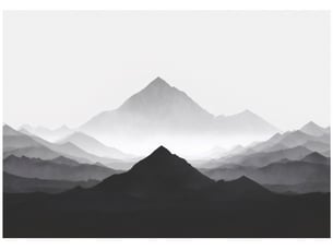 Papier peint panoramique intissé montagnes aquarelle gris - 250x175 cm - papier peint chambre et salon
