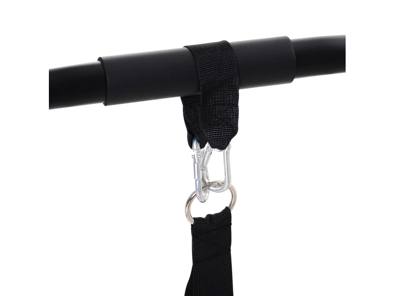 Station de musculation pour dips multifonction noire en acier avec sangle, 90 x 81 x 92,5 cm, charge 120 kg - Conforama E