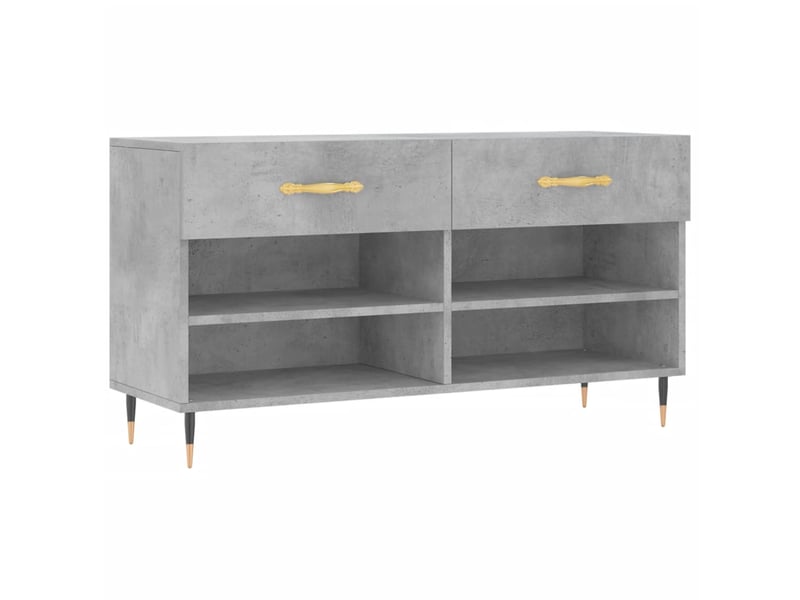  Banc à chaussures, meuble à chaussures gris béton 102x35x55 cm bois d'ingénierie shl2519  - Conforama A