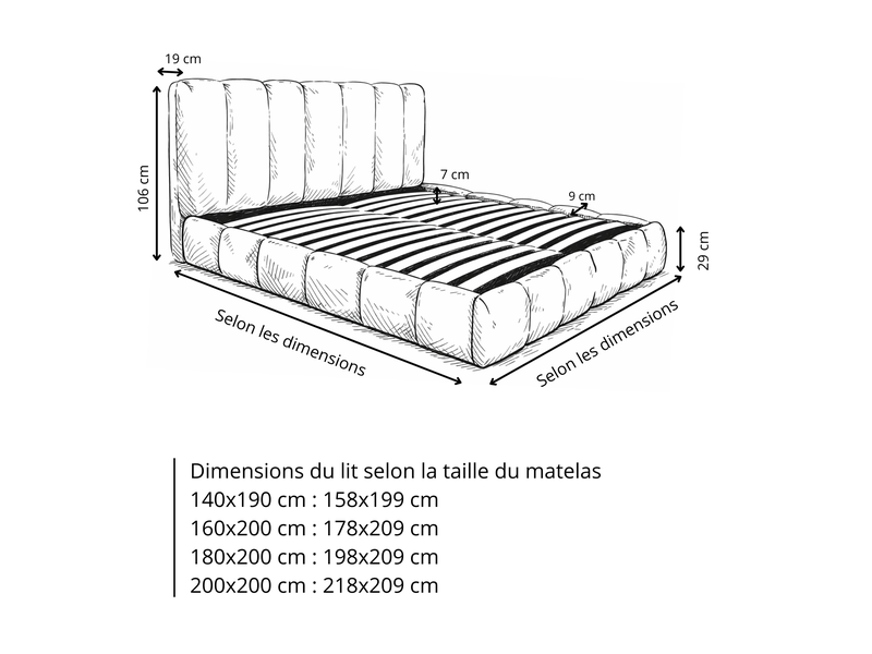  Ensemble lit coffre everest et matelas platinium 180x200 - tissu chenille gris PREMIUM - Conforama E