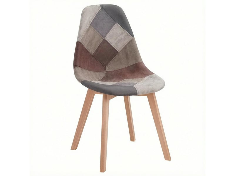  Lot de 8 chaises de salle à manger au design moderne, tissu, structure en bois et métal, multicolore  - Conforama A