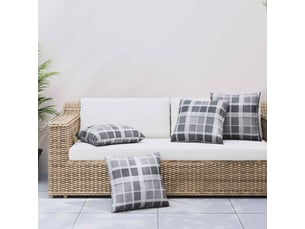 Lot de 4 coussins d'extérieur, coussins de chaise tissu carreaux grisel 60 x 60 cm cf56423
