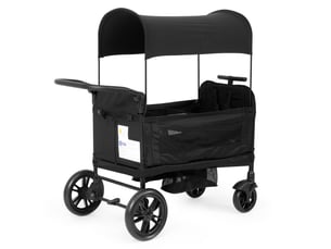 Poussette double 122x66x122 cm pliable en métal noire