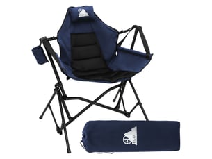 Ecd germany chaise de camping pliante confortable avec dossier réglable, coussin d'appui-tête et porte-gobelet, cadre en acier, fauteuil à bascule, assie extra-large, pour jardin pêche, bleu, 150 kg