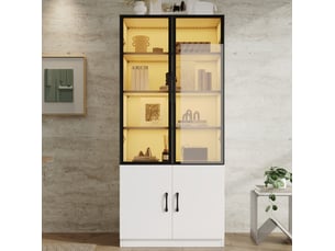 Vitrine coloris blanc 4 étagère(s) <strong>MODFU</strong> <strong></strong> - 60 cmx160 cm