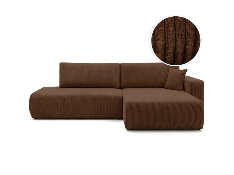 Canapé d'angle max réversible et convertible 5 places alya en velours côtelé - marron ALYA - Conforama A