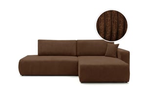 Canapé d'angle droit convertible LOUNGITUDE ALYA 5 places Velours côtelé Marron