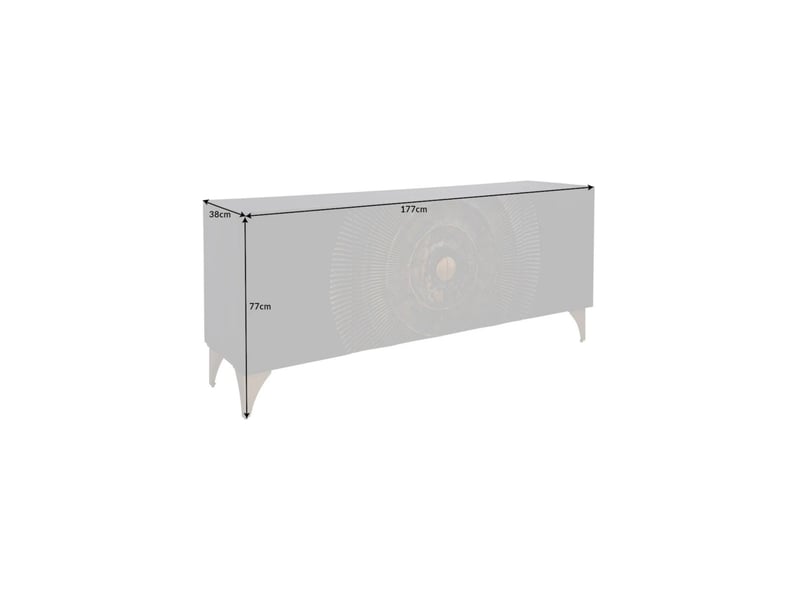  Buffet solaris 177 cm noir et doré en bois massif de manguier – 4 portes sculptées motif solaire  - Conforama C