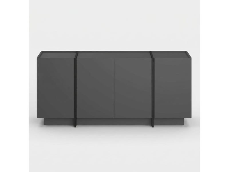  Buffet de salon 4 portes avec étagères et fermeture douce dorma - anthracite  - Conforama C