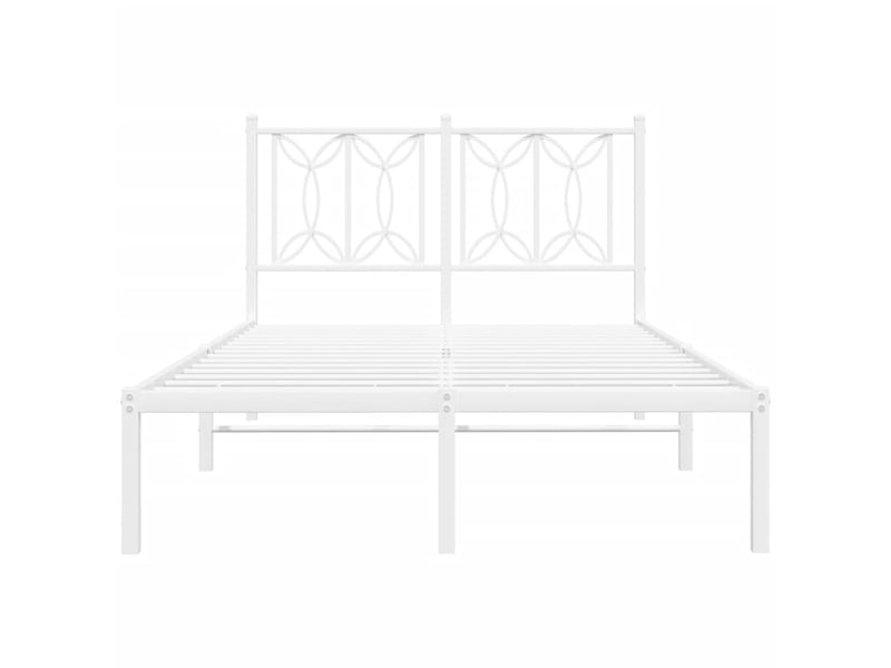  Lit double- lit adulte -  cadre de lit métal sans matelas et tête de lit blanc 120x190 cm  - Conforama C