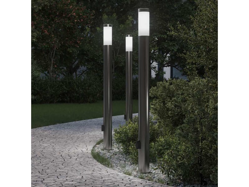  Borne lumineuse avec sortie lot de 3 110 cm acier inoxydable ip44 shl96425  - Conforama B