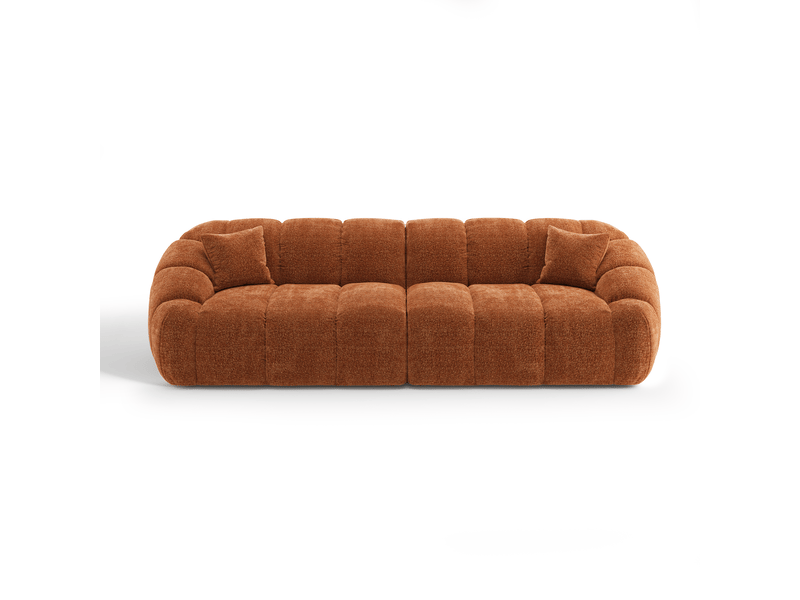  Canapé 4 places en velours texturé terracotta moka 1MOK4PVTTC - Conforama C