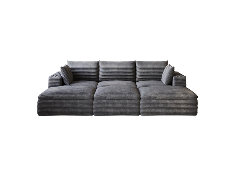  Grand canapé velours côtelé gris foncé 260 cm, canapé nuage sans montage pour salon et appartement  - Conforama A