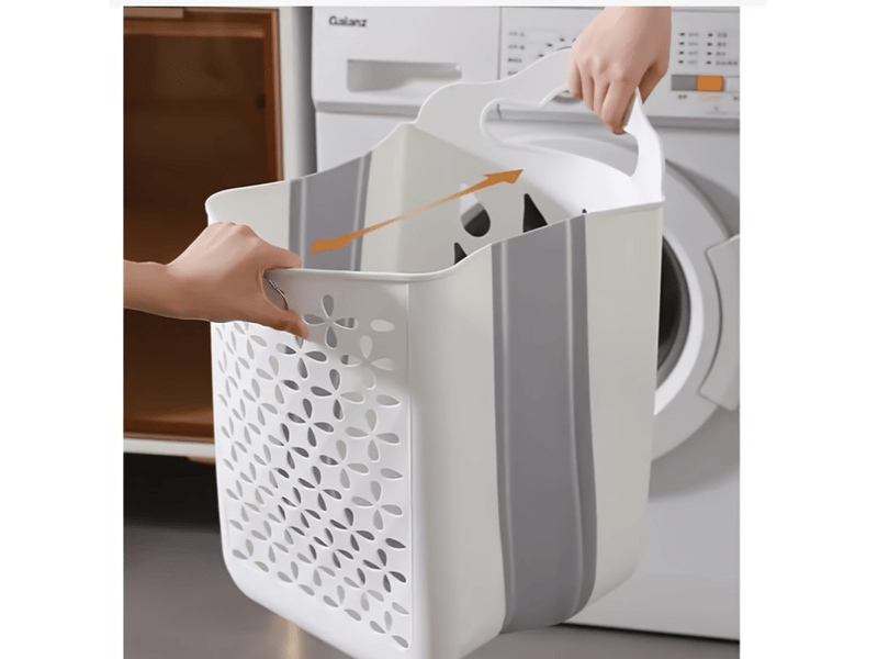  Panier de rangement mural multifonctionnel, grande capacité 33*25*48, pliable, dortoir salle de bain buanderie, panier à linge sale portable  - Conforama D