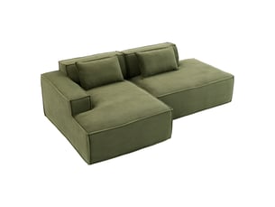 Canapé d'angle réversible convertible <strong>SAPGAKS</strong> <strong></strong> 3 places Coton / Polyester vert