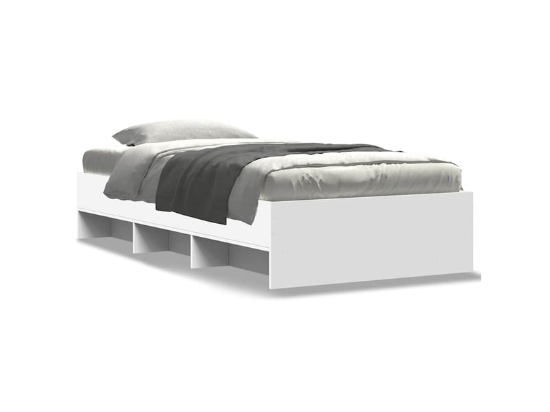  Lit simple- lit adulte -  cadre de lit sans matelas blanc 100x200 cm bois d'ingénierie  - Conforama A