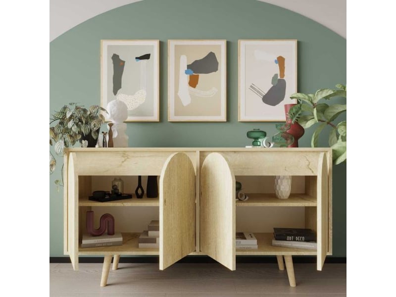  Buffet 4 portes en aggloméré venezia chêne  - Conforama E