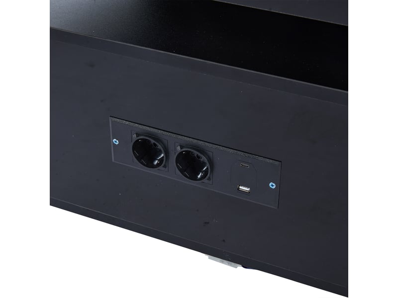  Table basse noire avec plateau brillant, rangement et led, 100 × 50 × 43 cm  - Conforama R