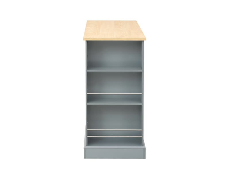  Îlot de cuisine sur roulettes avec tiroirs de rangement, plan de travail extensible, couleur grise, meuble de rangement  - Conforama D