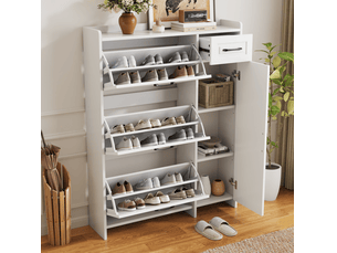 Meuble à chaussures 18 paire(s)  <strong>BEAOK</strong>  <strong></strong> coloris blanc