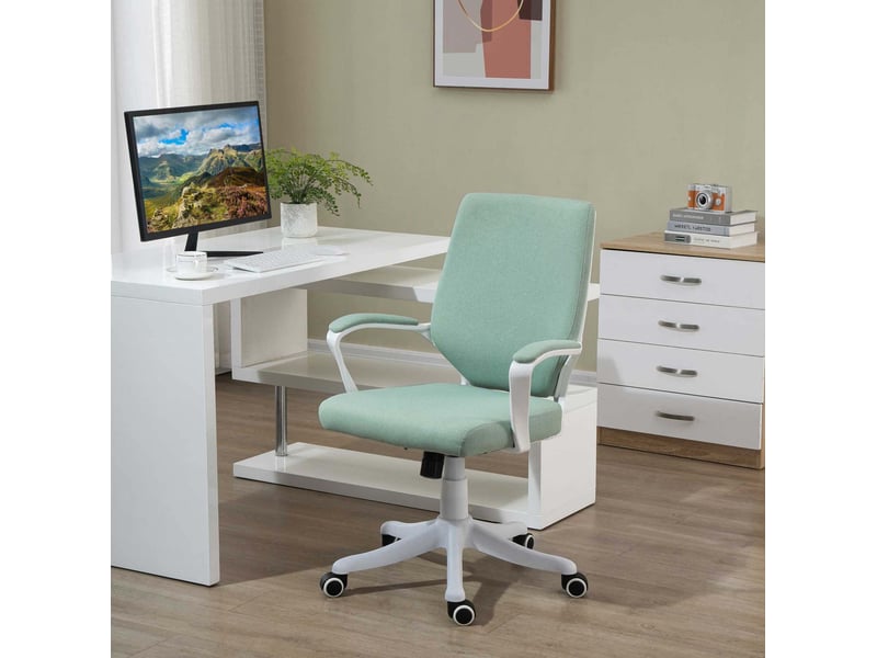  Fauteuil de bureau ergonomique vert à roulettes, réglable, 62 x 69 x 92-100 cm  - Conforama B