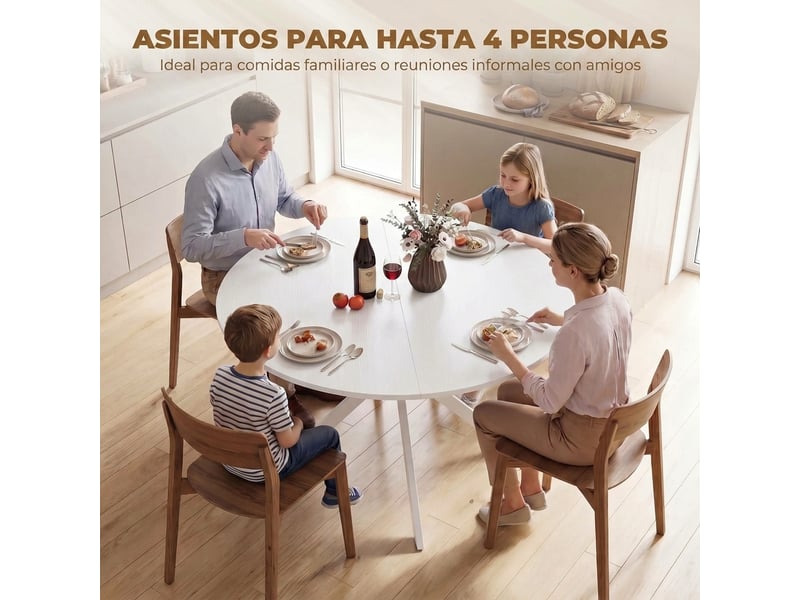 Table de salle à manger ronde pour 4 personnes avec structure en acier ø120x75 cm blanche - Conforama E