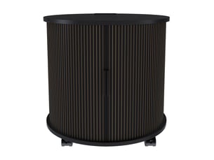 Table de chevet modenvie cylindrique 60 x 60 x 60 cm avec prise secteur et 2 ports usb mdf noir à roulettes
