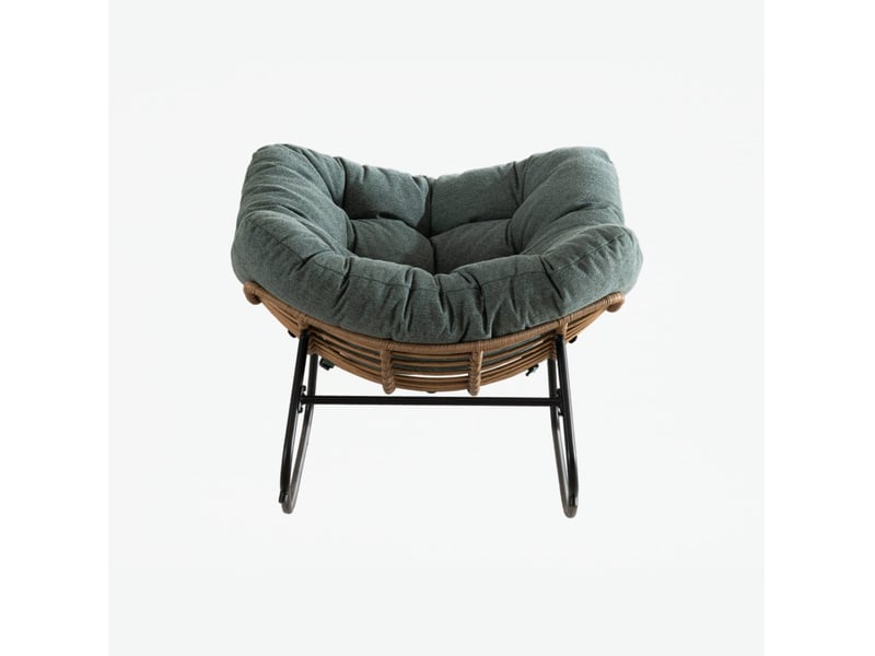  Fauteuil à bascule en chenille - 95x107x83 cm - chaise berçante ergonomique cadre métal détente salon chambre - vert  - Conforama E
